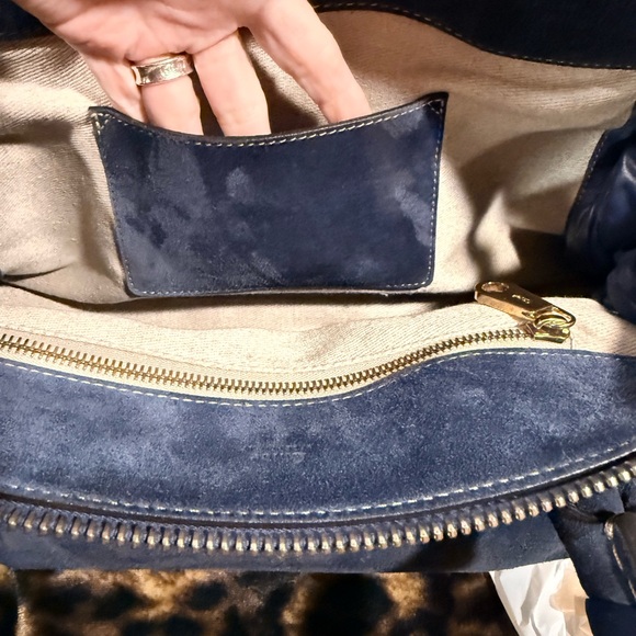Chloe Edith Medium Suede Day Satchel, Navy Blue, Great Used Condition - Picture 7 of 16